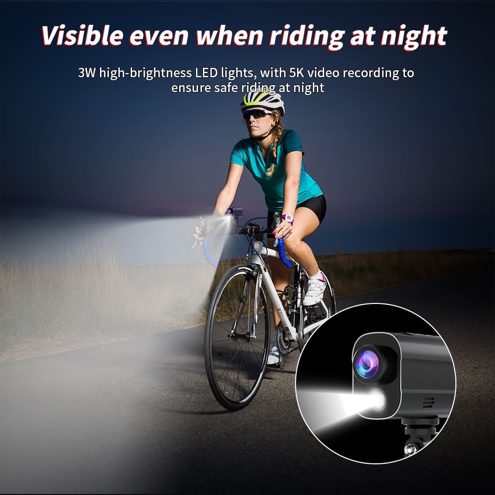 Action kamera velosipēdam ar LED gaismas wifi