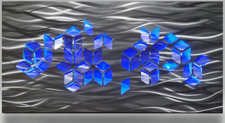 METĀLA abstrakti sienu gleznojumi 3d forma - iedegas led