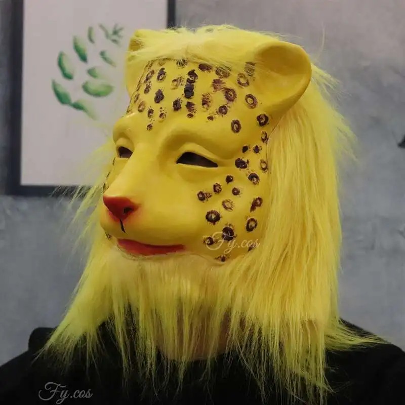 leoparda sejas silikona lateksa maska galvai