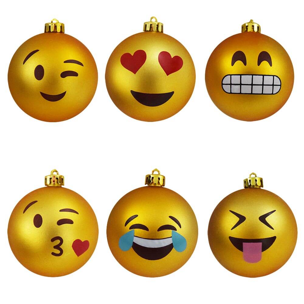 smaidiņu bumbiņas uz Ziemassvētku eglīšu emocijzīmju rotājumiem
