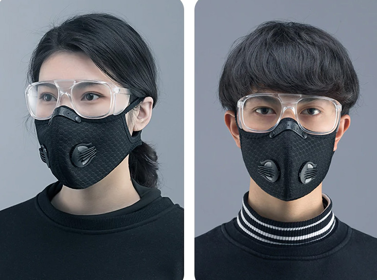 aizsargbrilles ar masku pret koronavīrusu