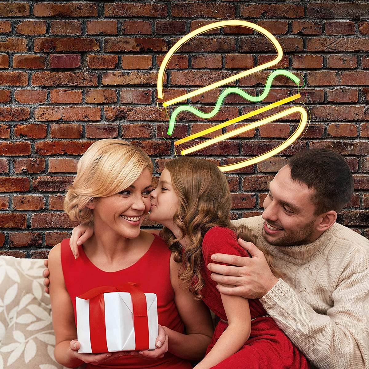hamburgera led kvēlojošs neona logotips