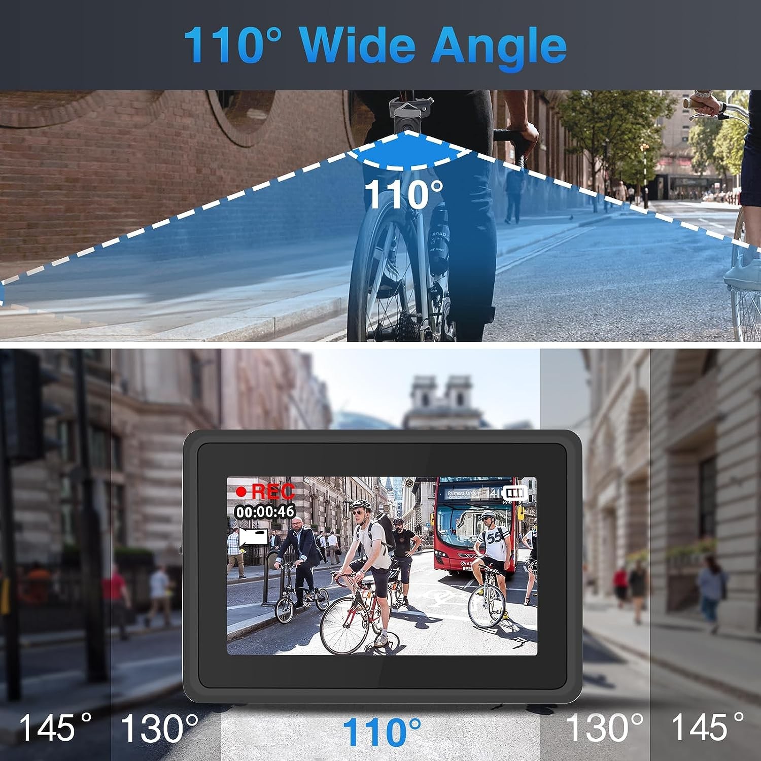 velosipēda kameras skata leņķis 110 grādi + monitors