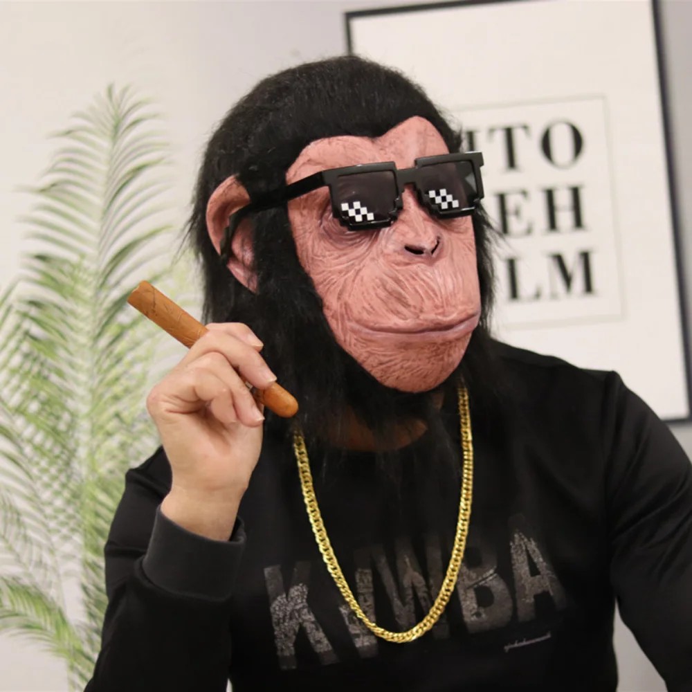 šimpanžu maska pērtiķu sejai silikona lateksa maska galvai
