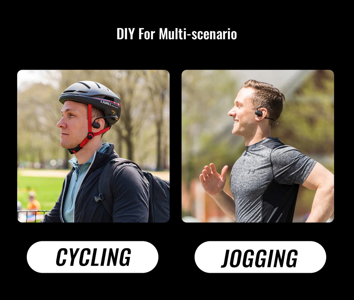 bezvadu Bluetooth austiņas darbojas ar velosipēdu skriešanu