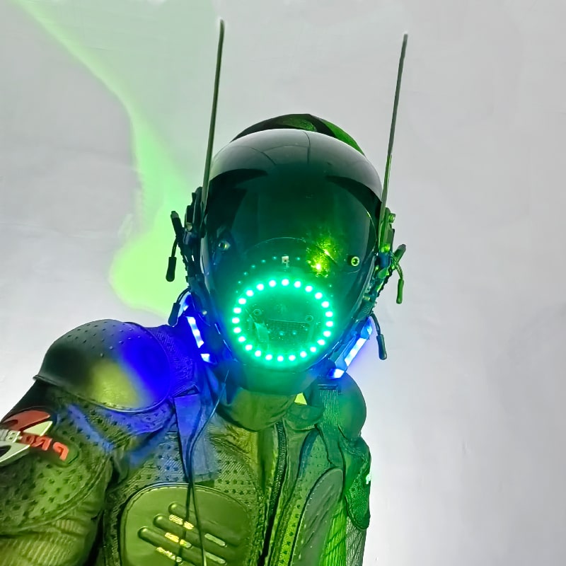 Gaismas LED Cyberpunk maskas galvas ķivere