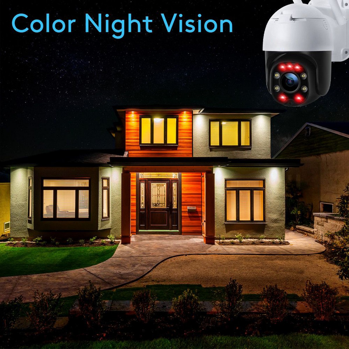 nakts redzamības ip drošības kamera - krāsainas infrasarkanās gaismas diodes