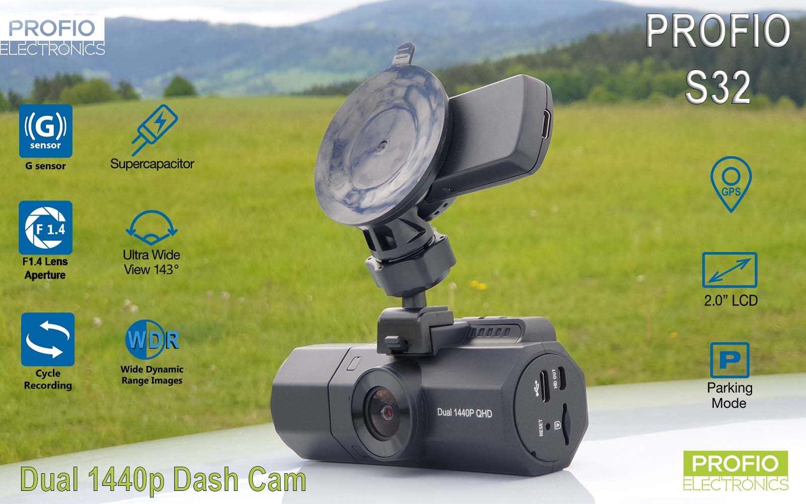 2 kanālu automašīnas kamera Profio S32