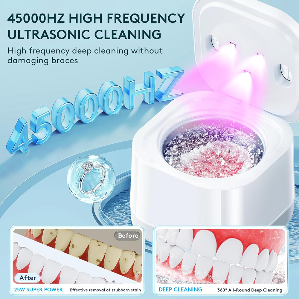 Zobu protēžu tīrītājs - suku tīrīšana, ierīču skaņas fiksatoru tīrīšanas līdzeklis