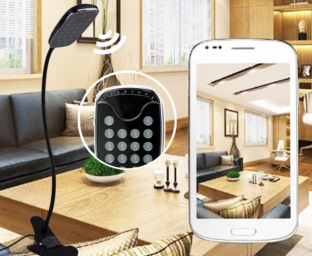 LED galda lampa ar slēpto kameru, WiFi