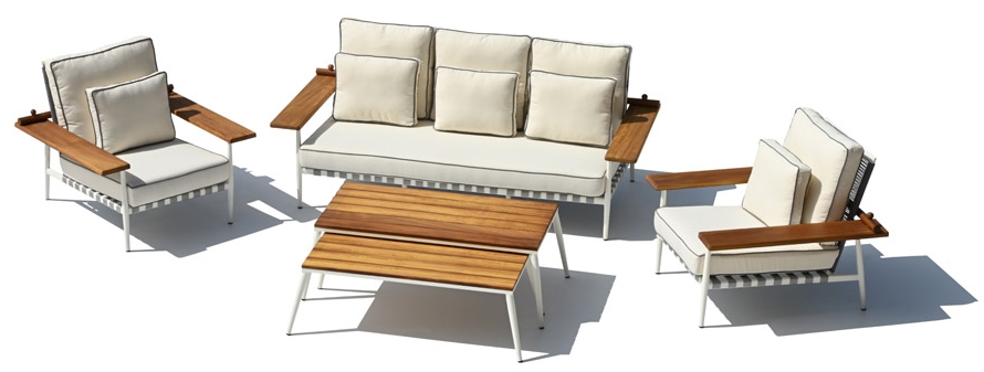 Āra dārza sēdvietas ekskluzīvs dizains ar koka alumīniju ar lielu galdu