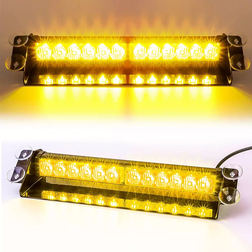 Brīdinājuma LED gaismas stroboskops automašīnai 24 LED balti dzeltenā krāsā