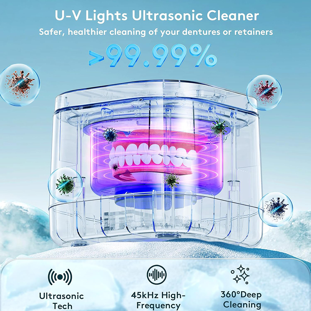 ultraskaņas fiksatoru tīrītājs protēžu tīrītājs U-V 99,99% viegla tīrīšana