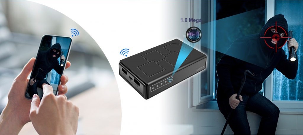 powerbank HD kamera ar kustības detektoru + signalizāciju
