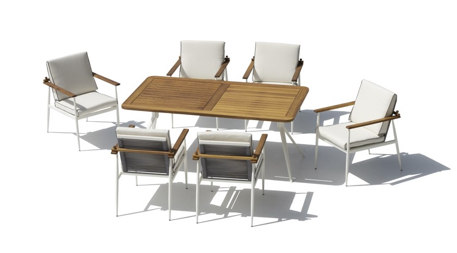 Pusdienu galda un krēslu komplekts - Koka luksusa dārza mēbeles