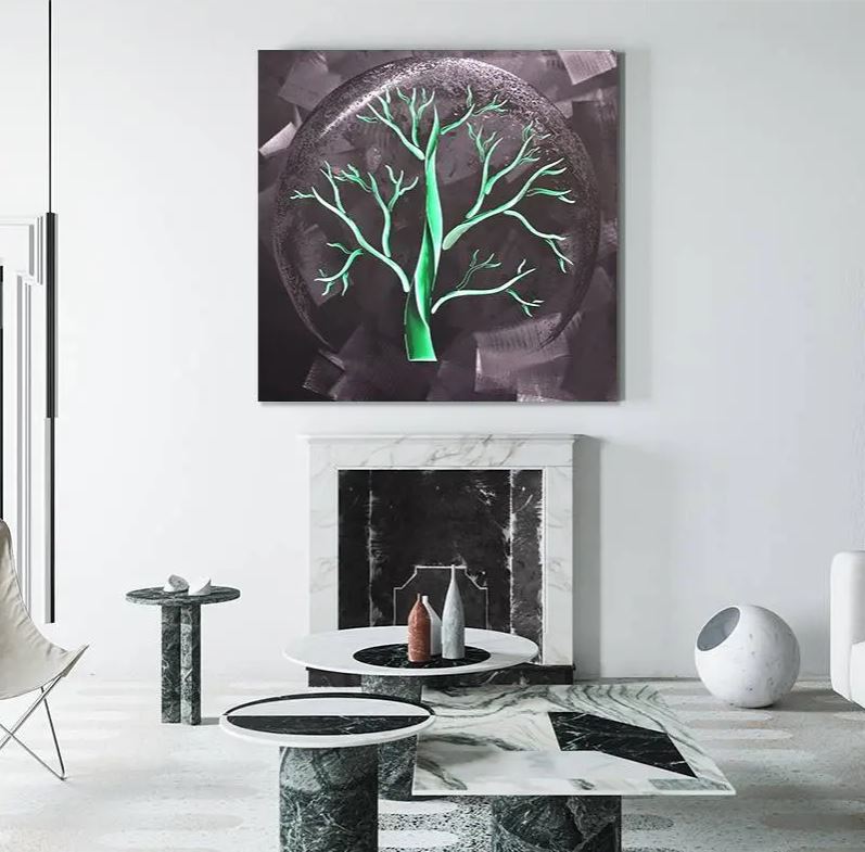 dzīvības koks metāla gleznas sudraba alumīnijs sienai