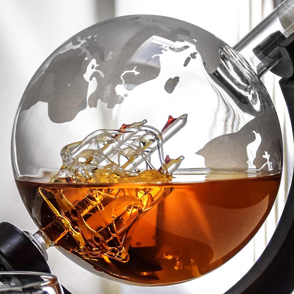 whisky globe viskija karafe komplekts
