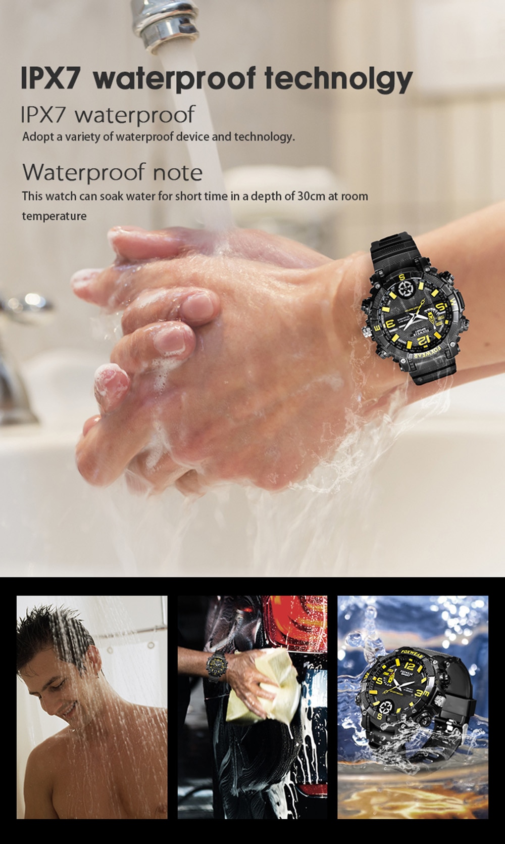 pulkstenis ar ūdensizturīgu IPX7 kameru