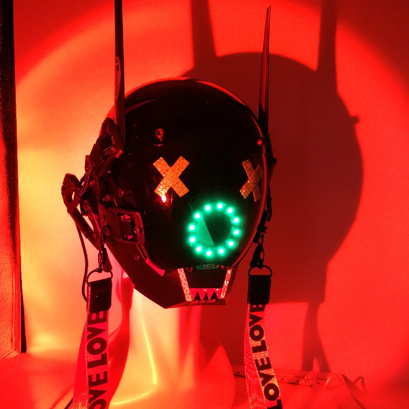 Gaismas Cyberpunk LED maskas ķivere